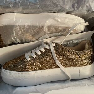 Betsy Johnson Sidny Gold Rhinestone Platform Sneaker-Womens Size 8, BNIB